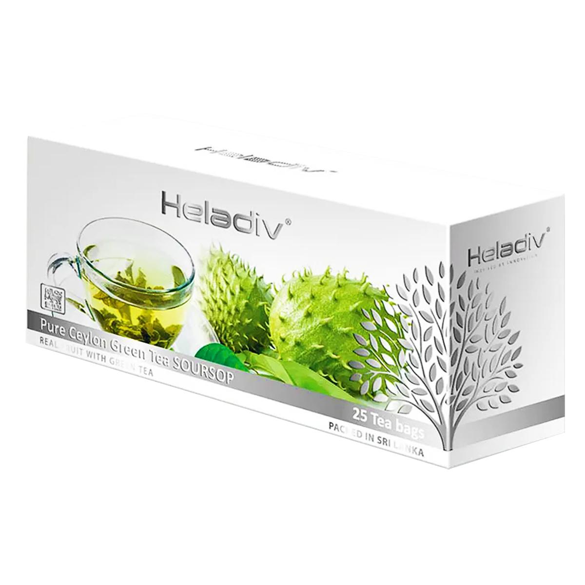 Чай зеленый Pure Ceylon Green Tea Soursop (с соу-сэпом), Heladiv, в фильтр-пакетах, 25 шт х 2 г