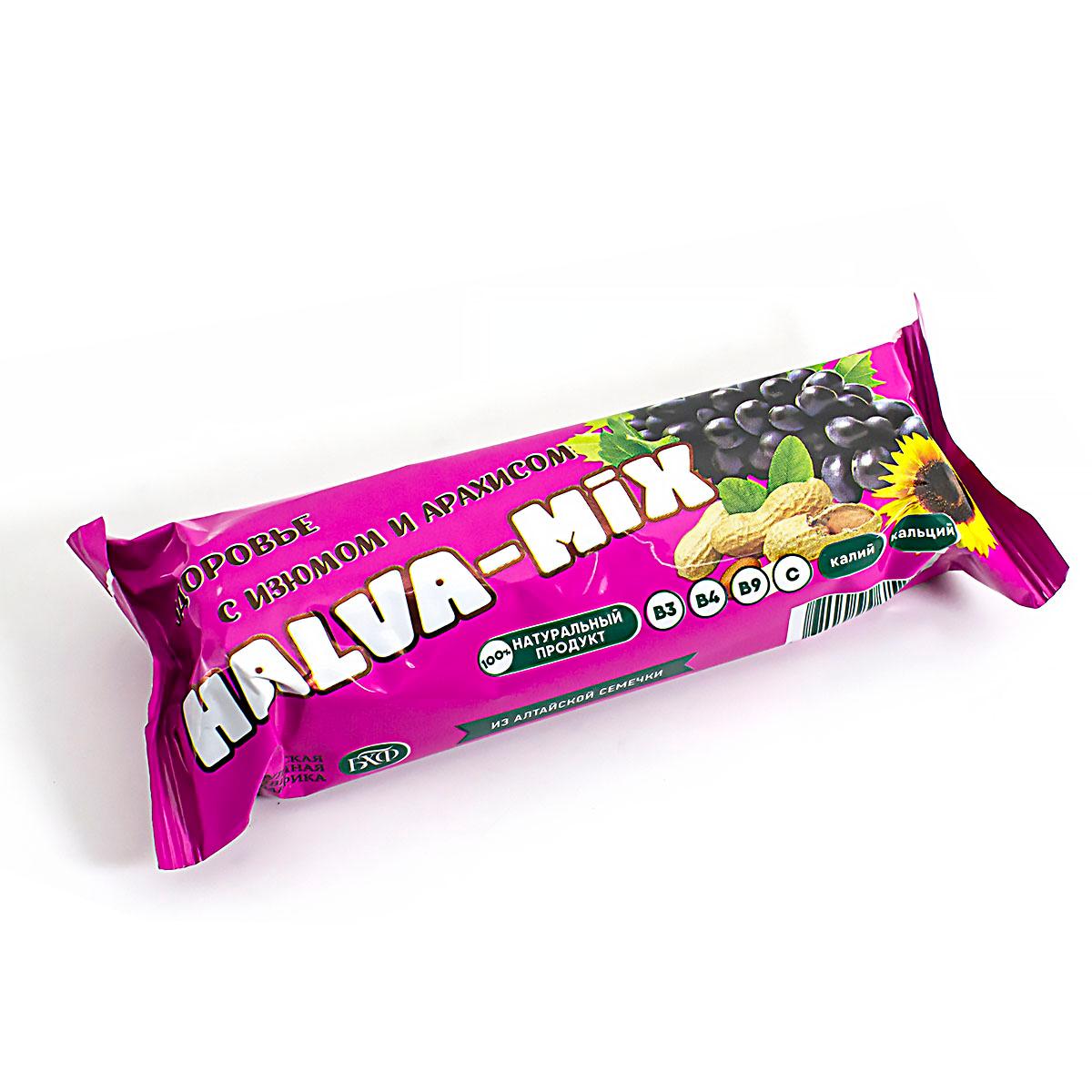 Батончик подсолнечный "Halva Mix" с изюмом и арахисом, в глазури, 60 г
