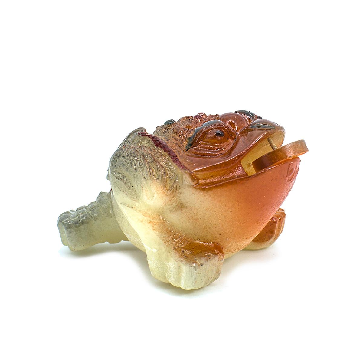 Чайная фигурка "Оранжевая жаба с монетой", меняющая цвет