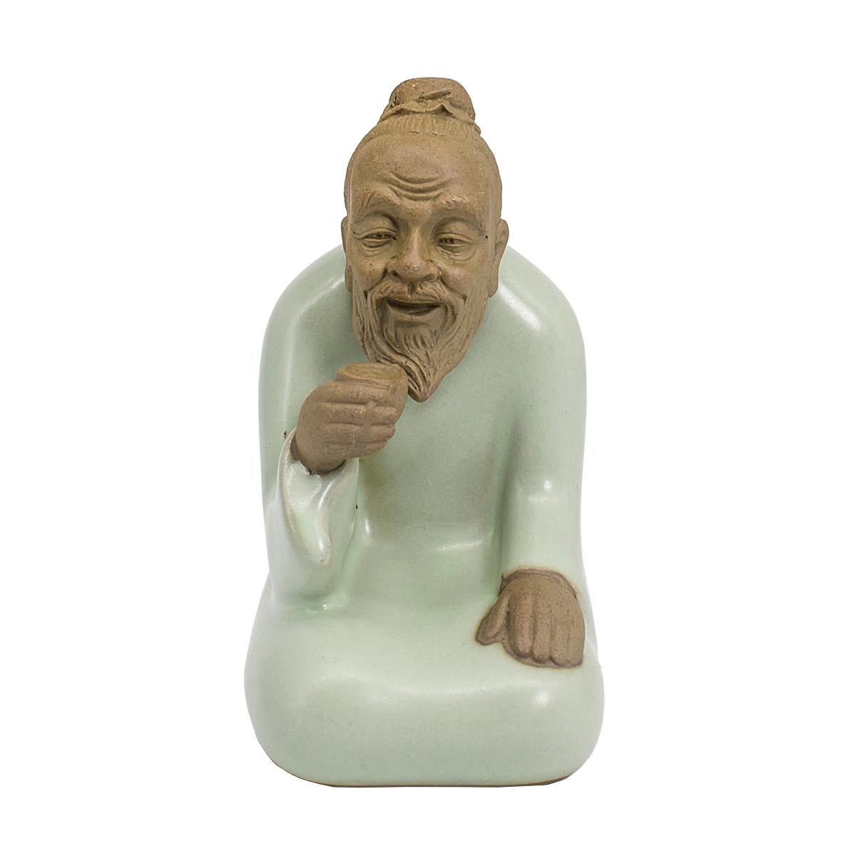Чайная фигурка из глины с нефритовой эмалью "Монах", 8 см