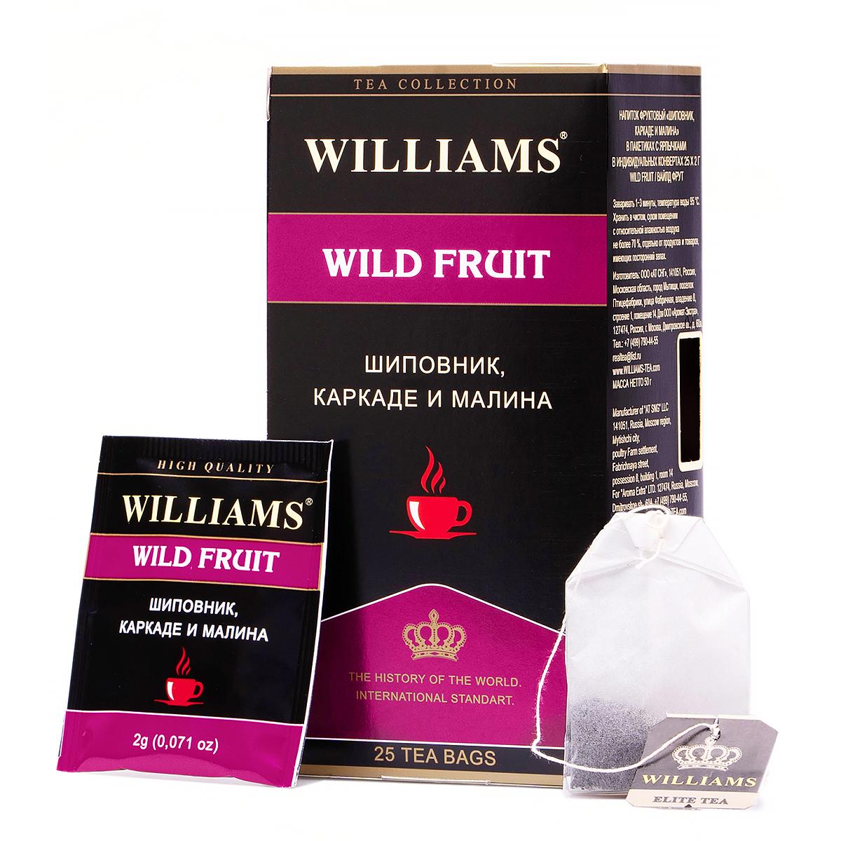 Чай фруктовый с шиповником, каркаде и малиной Wild Fruit, Williams, в фильтр-пакетах, 25 шт х 2 г