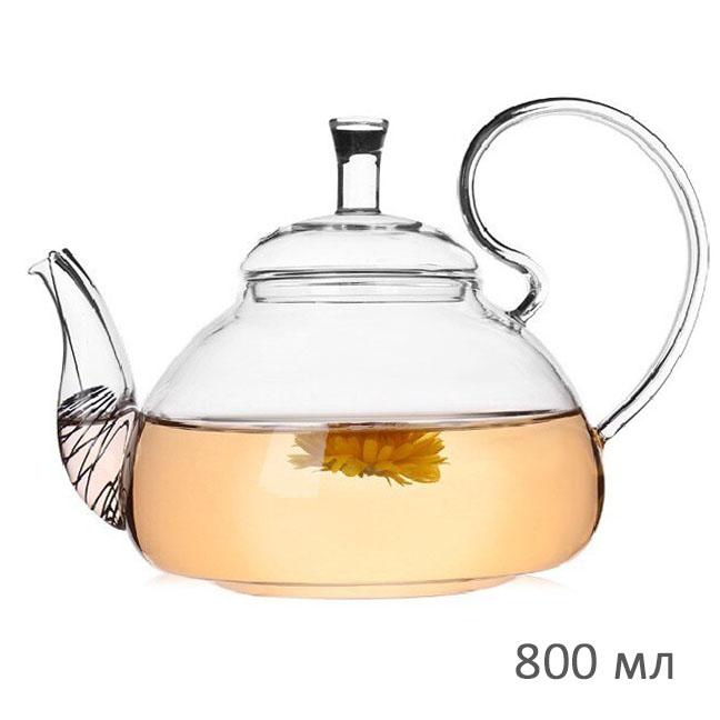 Стеклянный заварочный чайник "Клюква", 800 мл