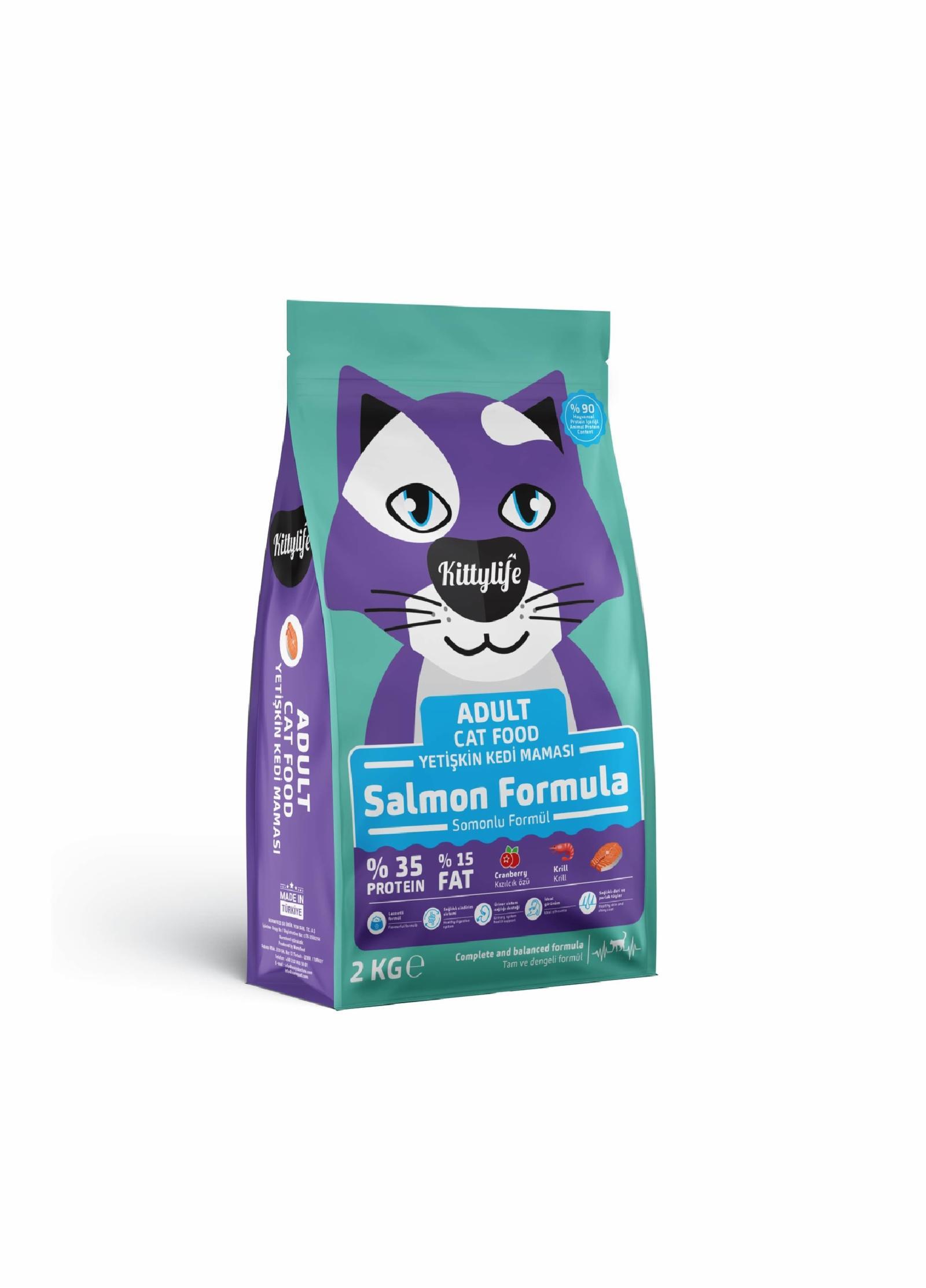 Kittylife | сухой корм для взрослых кошек с лососем и рисом. 2 кг