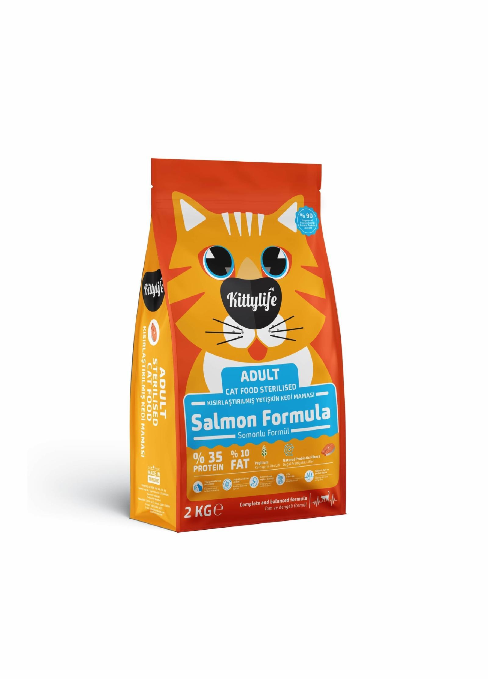 Kittylife | сухой корм для взрослых стерилизованных кошек с лососем и рисом. 2 кг