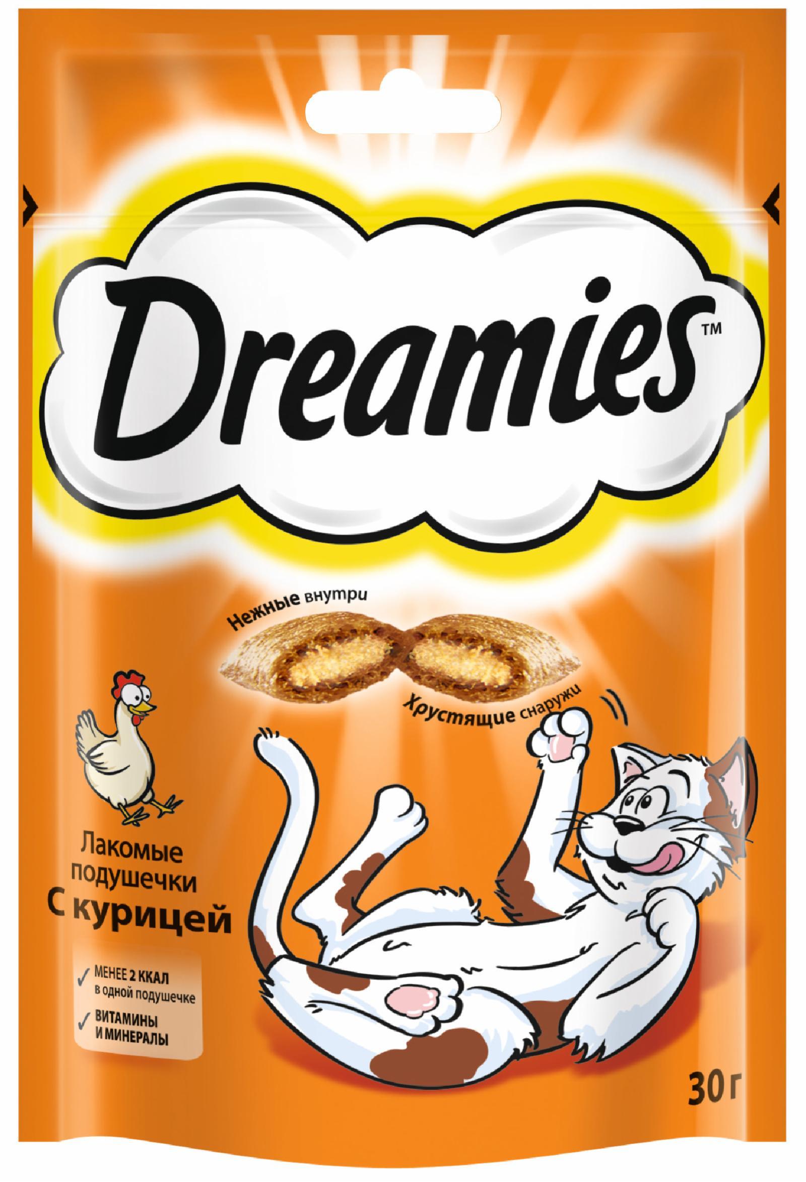 Dreamies | Лакомство для кошек Dreamies подушечки с курицей. 30 г