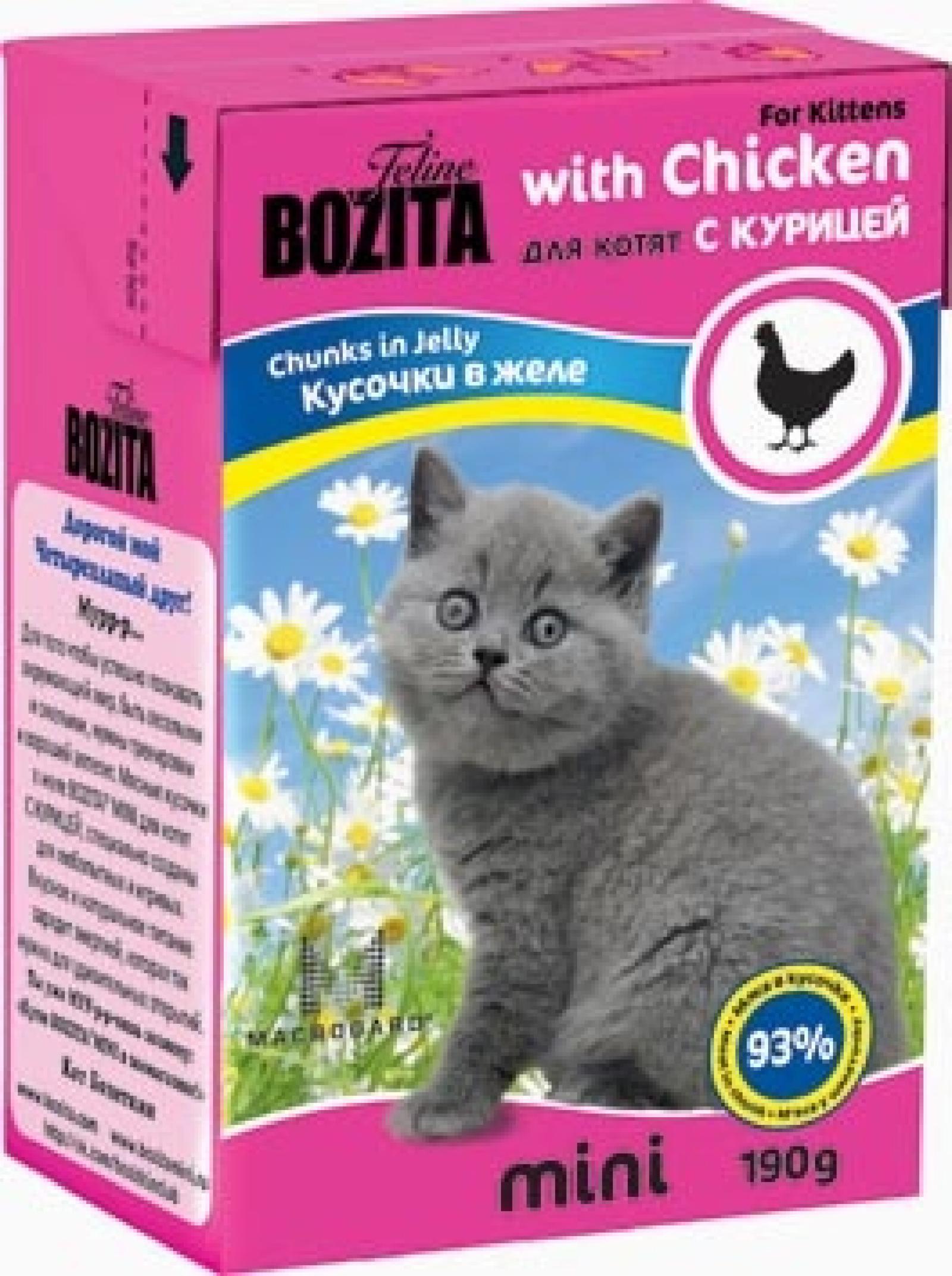 Bozita | Mini Кусочки в желе для котят с курицей. 190 г