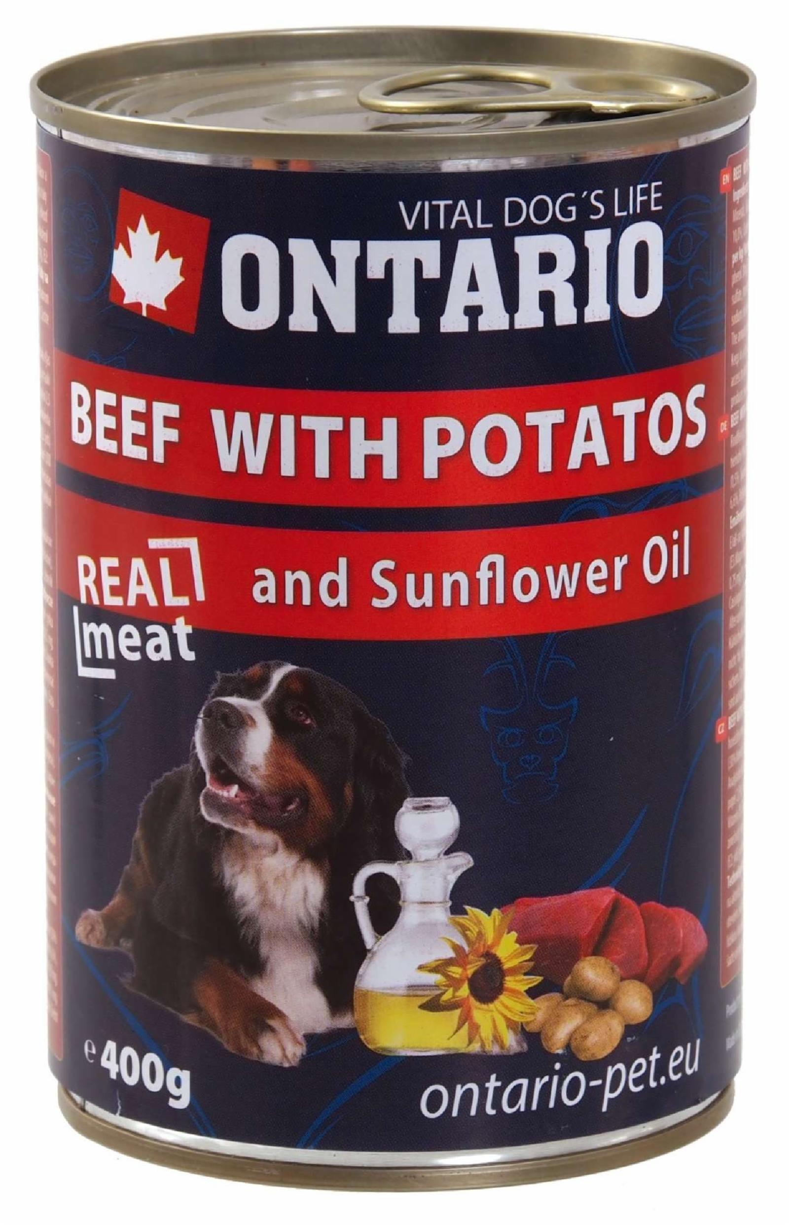 Ontario | Консервы для собак: говядина и картофель. 400 г
