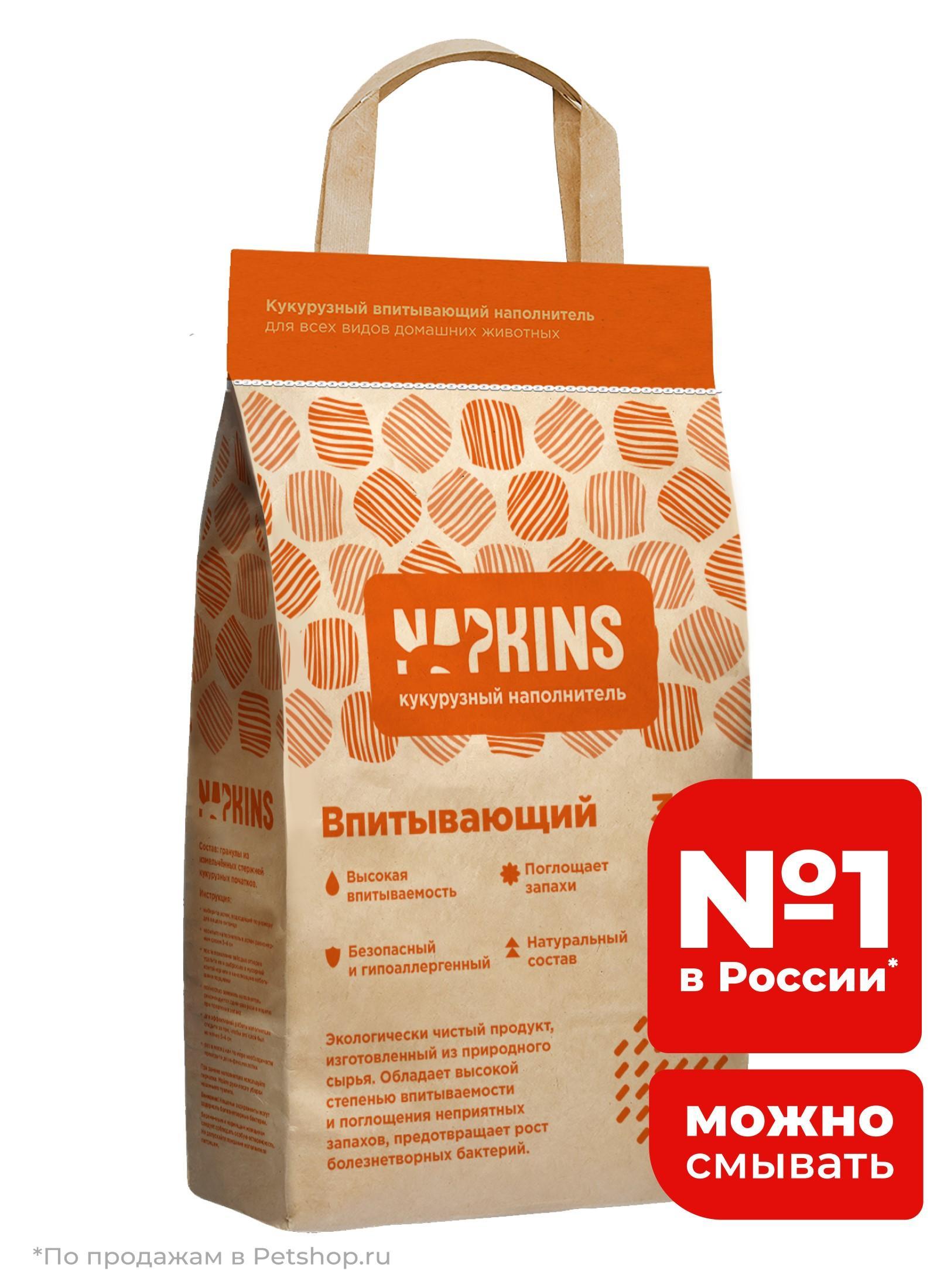 NAPKINS наполнитель | Кукурузный наполнитель, 100% Натуральный, впитывающий, без пыли, 4,2 л. 3 кг