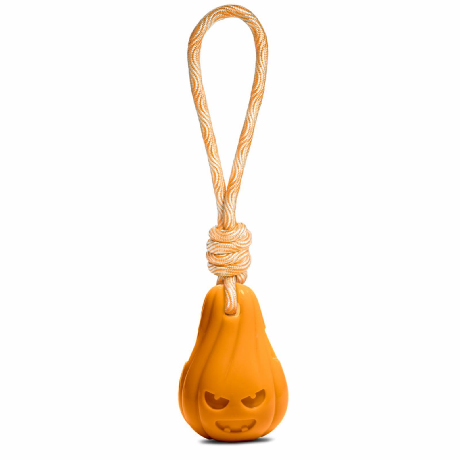 Игрушка "Тыква с верёвкой" для собак из термопластичной резины. 146 г