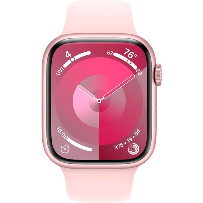 Apple | Смарт-часы Apple Watch Series 9 A2978 41мм OLED корп.розовый Sport Band рем.светло-розовый разм.брасл.:150-200мм (MR943LL/A)