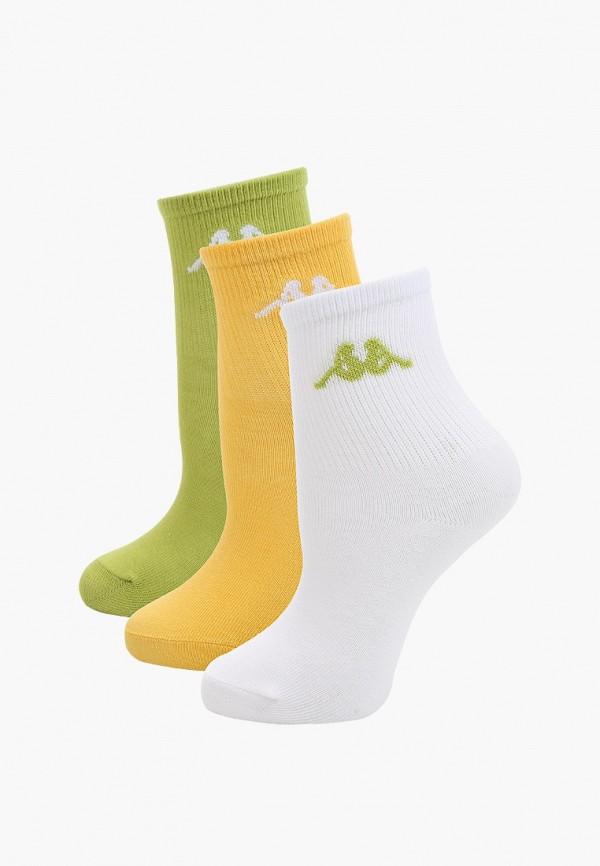 Носки 3 пары Kappa - цвет: белый, желтый, зеленый, коллекция: мульти.