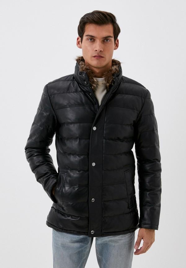 Куртка кожаная утепленная Al Franco - цвет: черный, коллекция: зима.