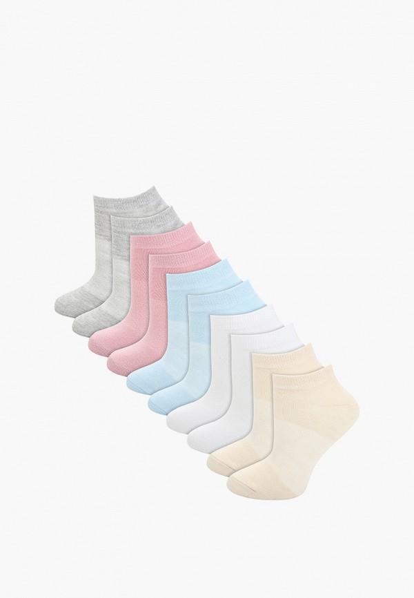 Носки 10 пар GSD - цвет: бежевый, белый, голубой, розовый, серый, коллекция: мульти.