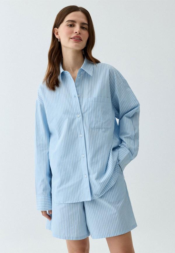 Рубашка Sela - цвет: голубой, коллекция: мульти.