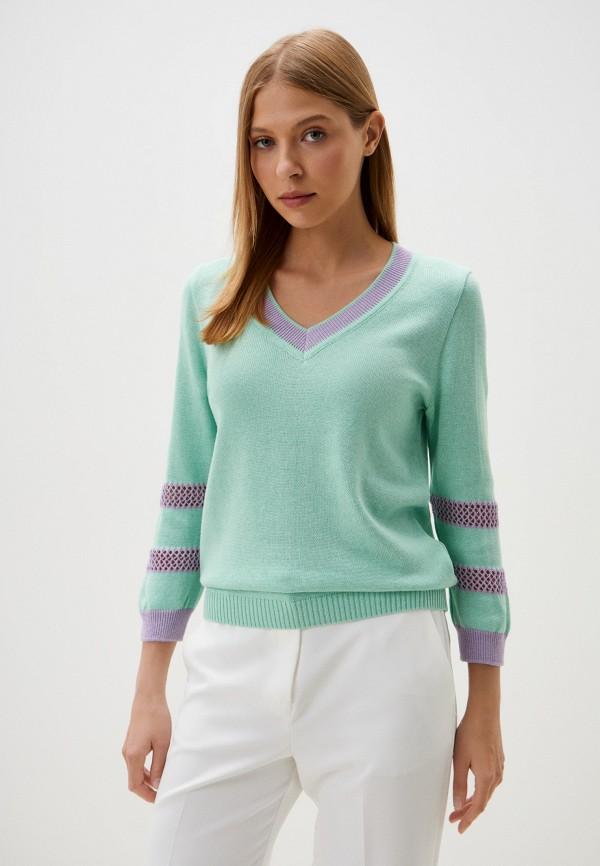 Пуловер Tu.tri - цвет: бирюзовый, коллекция: мульти.