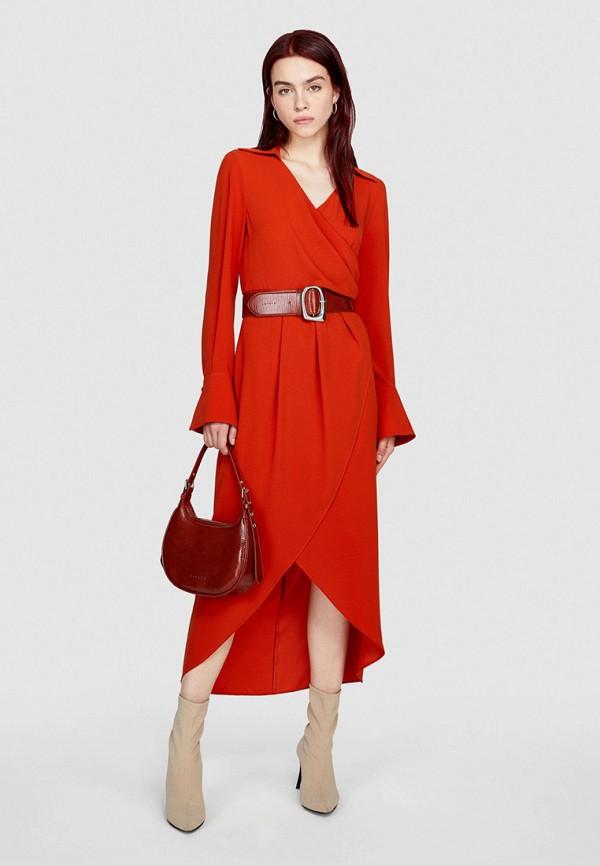 Платье Sisley - цвет: красный, коллекция: мульти.