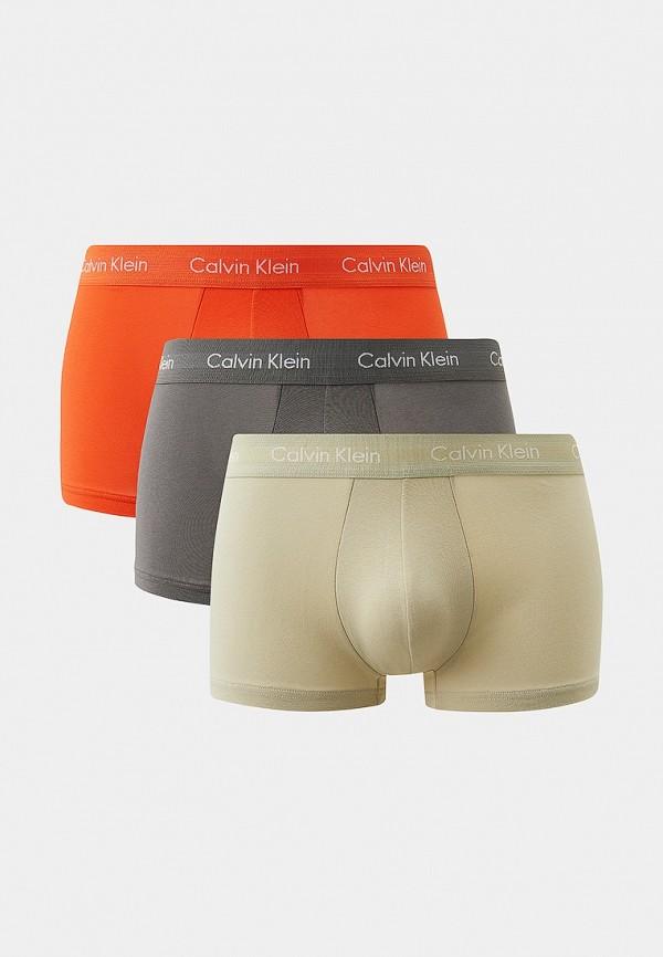 Трусы 3 шт. Calvin Klein Underwear - цвет: зеленый, оранжевый, серый, коллекция: мульти.