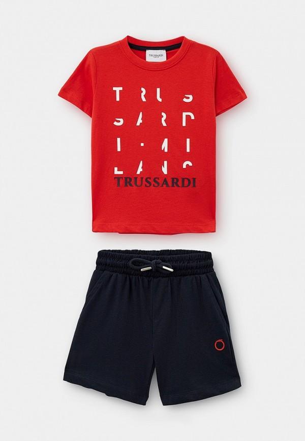 Футболка и шорты Trussardi Junior - цвет: красный, синий, коллекция: мульти.