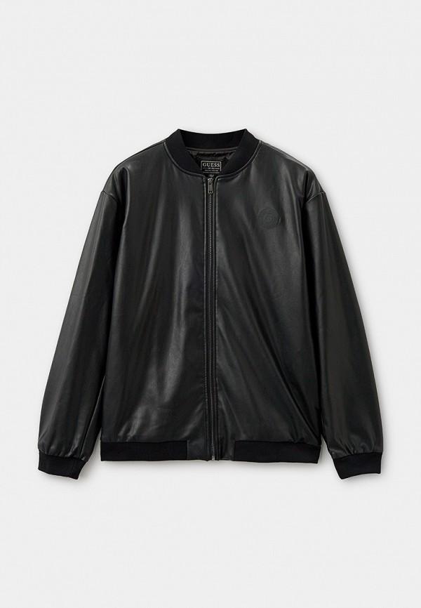 Куртка кожаная утепленная Guess - цвет: черный, коллекция: демисезон.