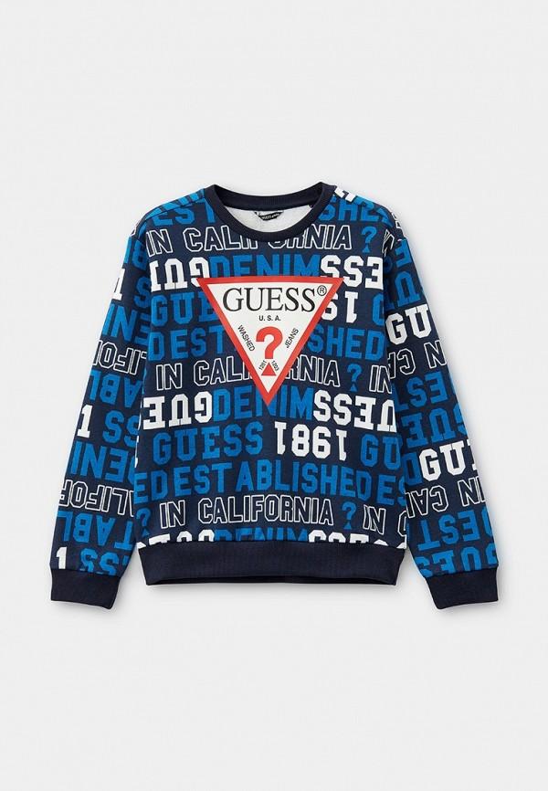 Свитшот Guess - цвет: синий, коллекция: мульти.