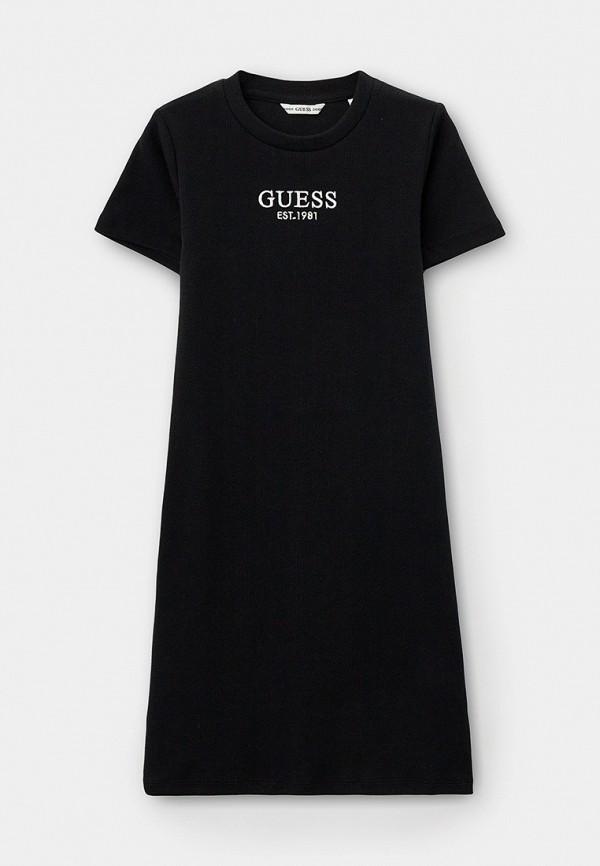 Платье Guess - цвет: черный, коллекция: мульти.