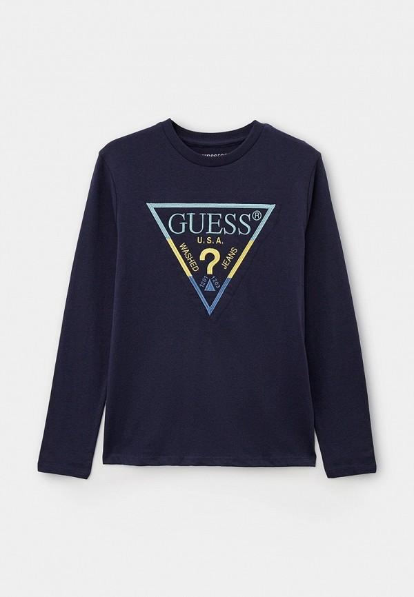 Лонгслив Guess - цвет: синий, коллекция: мульти.