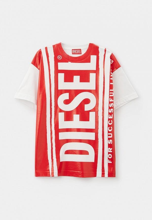 Футболка Diesel - цвет: красный, коллекция: мульти.