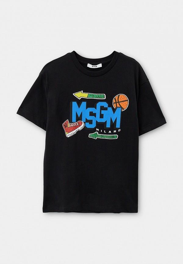 Футболка MSGM Kids - цвет: черный, коллекция: мульти.