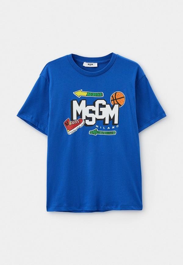 Футболка MSGM Kids - цвет: синий, коллекция: мульти.