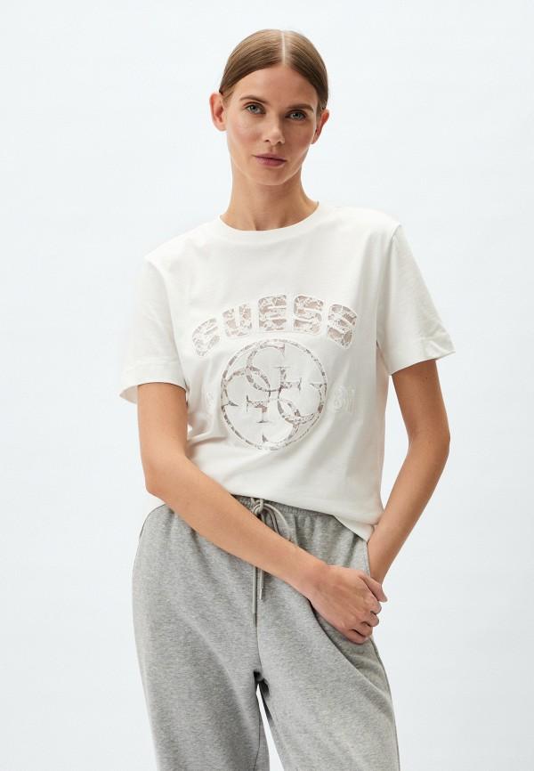 Футболка Guess - цвет: белый, коллекция: мульти.