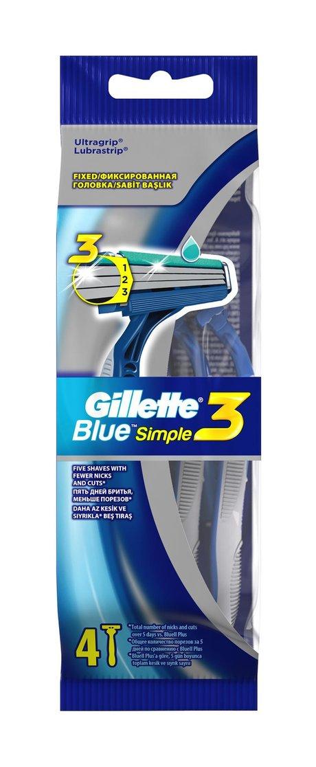 Gillette Blue Simple3 Pack 4