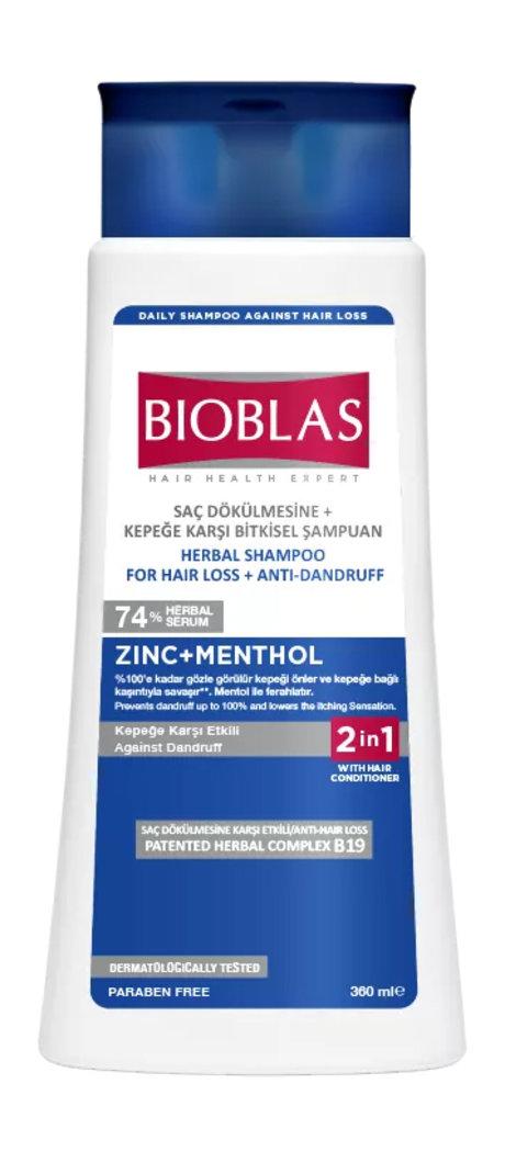 Bioblas Zinc+Menthol Herbal Shampoo For Hair Loss + Anti-Dandruff. 360 Мл