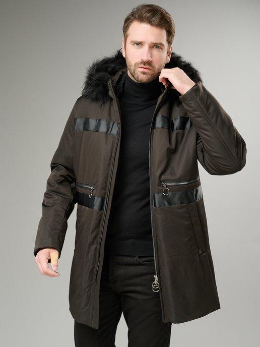 куртка мужская зимняя удлиненная с капюшоном молодежная