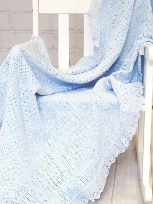 Плед детский, вязаное одеяло для малышей в коляску кроватку