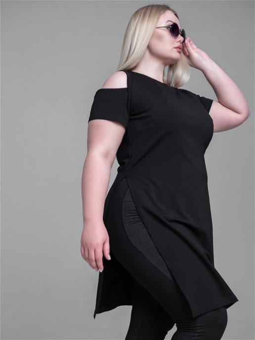 Туника удлиненная с разрезами "Plus size"