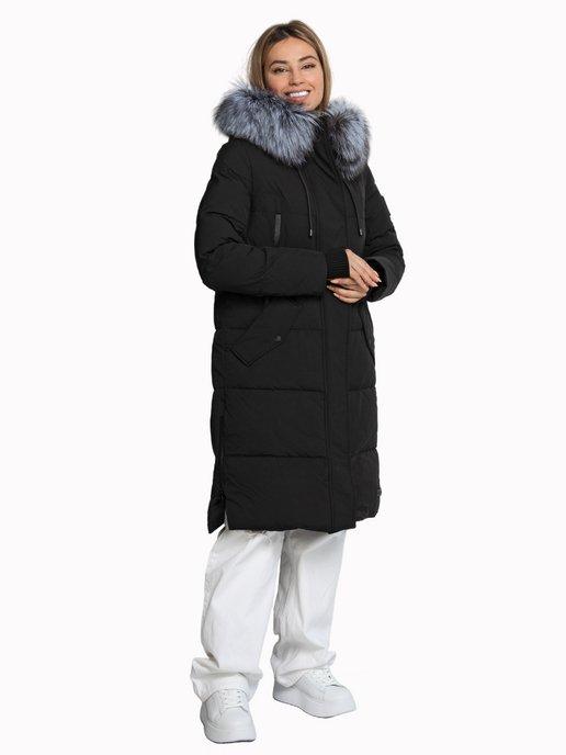 Пальто зимнее стеганое утепленное с капюшоном, пуховик