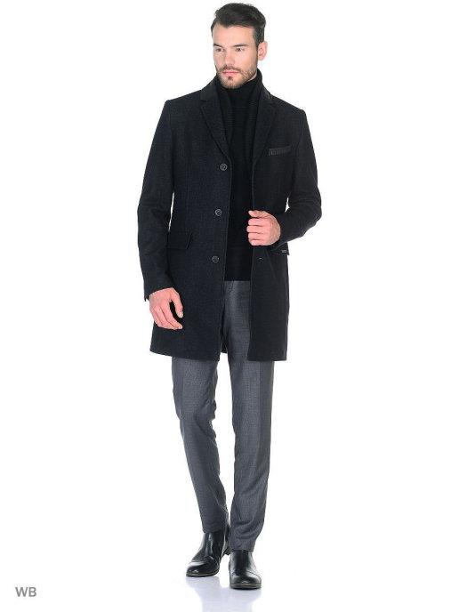 Пальто зимнее черное из чистой шерсти