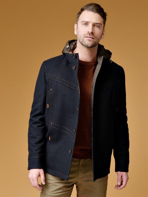 Пальто мужское демисезонное с капюшоном длинное