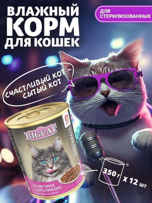 Влажный корм для стерилизованных кошек BIG CAT Телятина