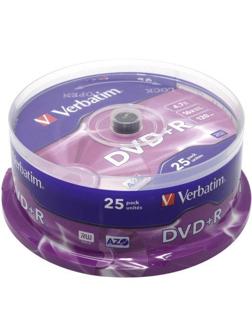 Диск для записи DVD+R 4,7Gb 16x Cake Box 25шт