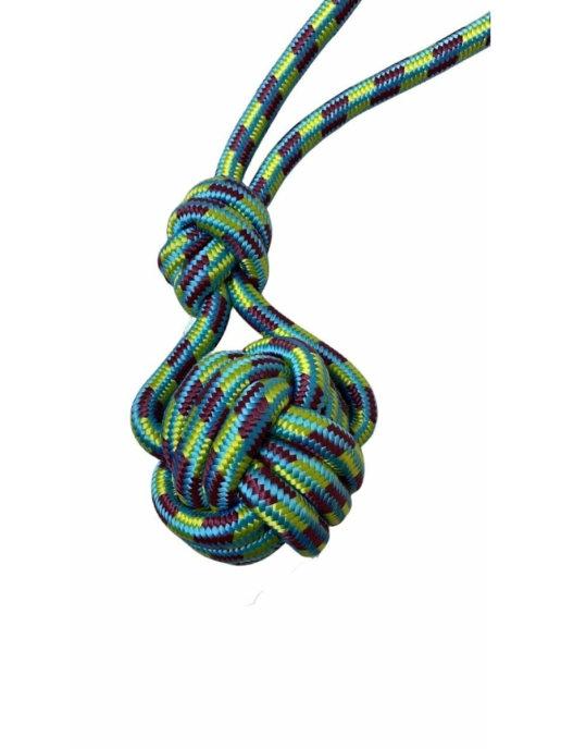 Игрушка для собак канат с вязаным шариком 40 см (Разноцветна…