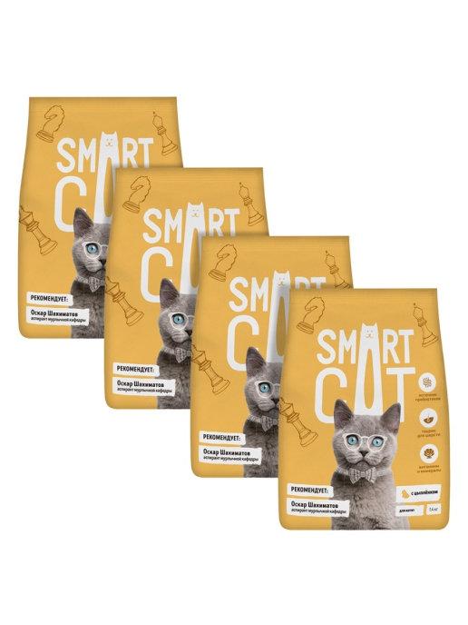 Smart Cat | корм сухой для котят, с цыпленком, 5.6кг (4 шт x 1,4 кг)