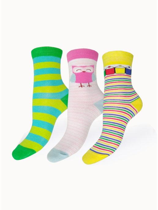 Носки хлопок детские цветные набор 3 пары