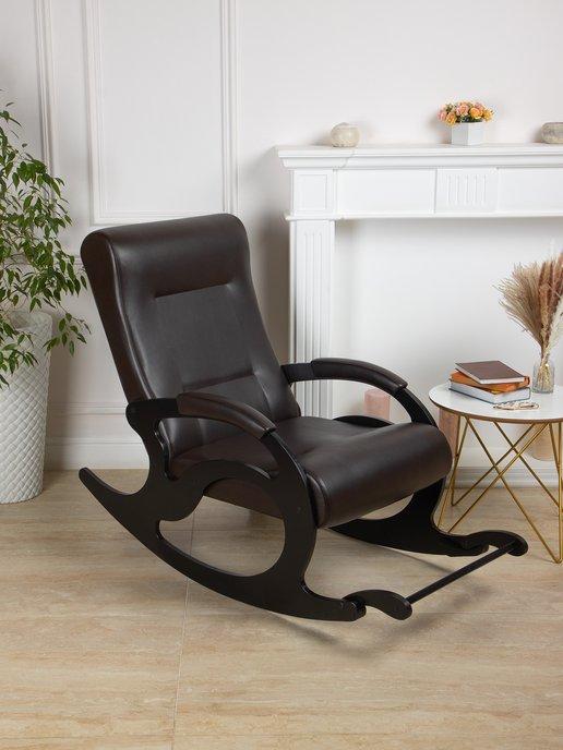 Кресло-качалка для дома с подножкой Экокожа комфортное