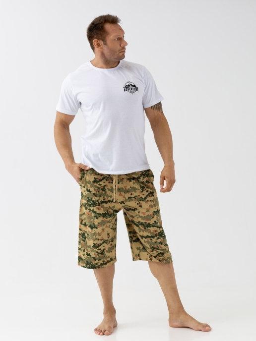 Широкие мужские шорты пляжные с карманами трикотажные