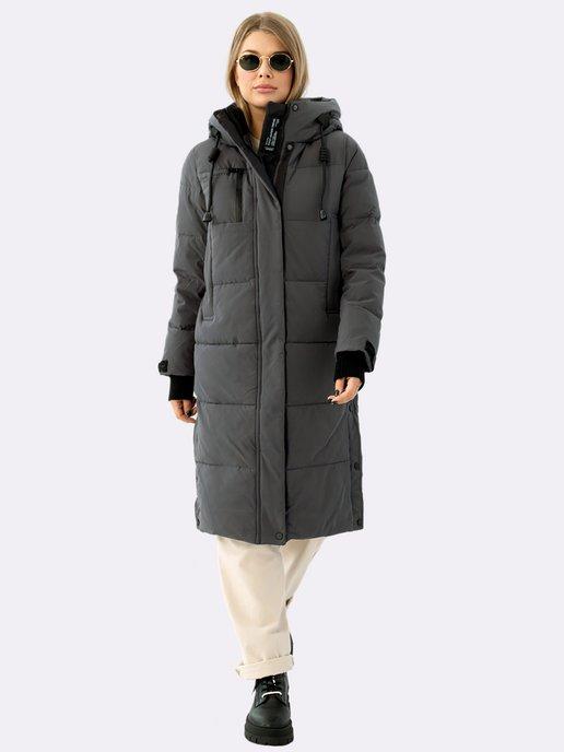 Пальто стеганое с капюшоном теплый пуховик