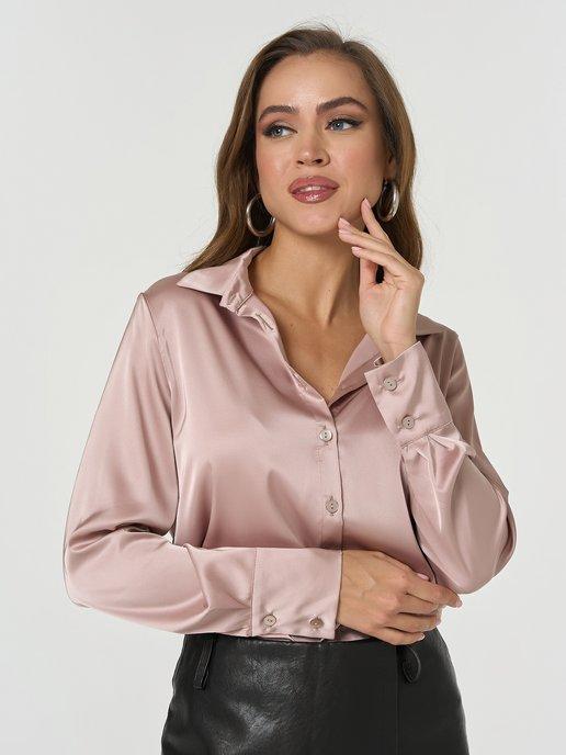 Рубашка шелковая атласная блузка