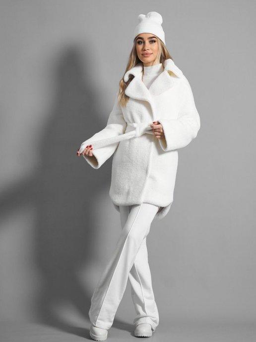 Пальто женское искусственная шуба белая на осень