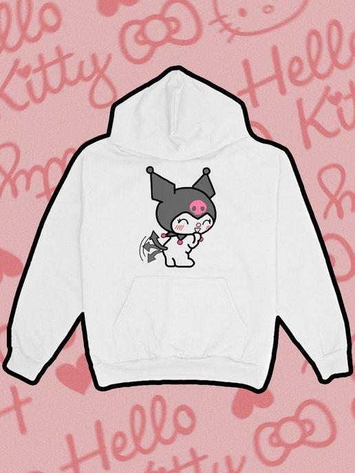 Толстовка оверсайз аниме с принтом куроми hello kitty