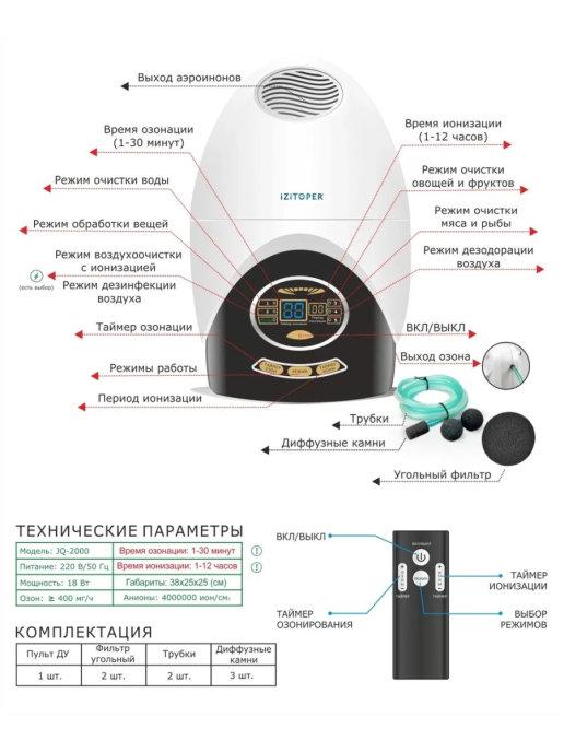 Озонатор JQ-2000 Очиститель воздуха Ионизатор воздуха Стерил…